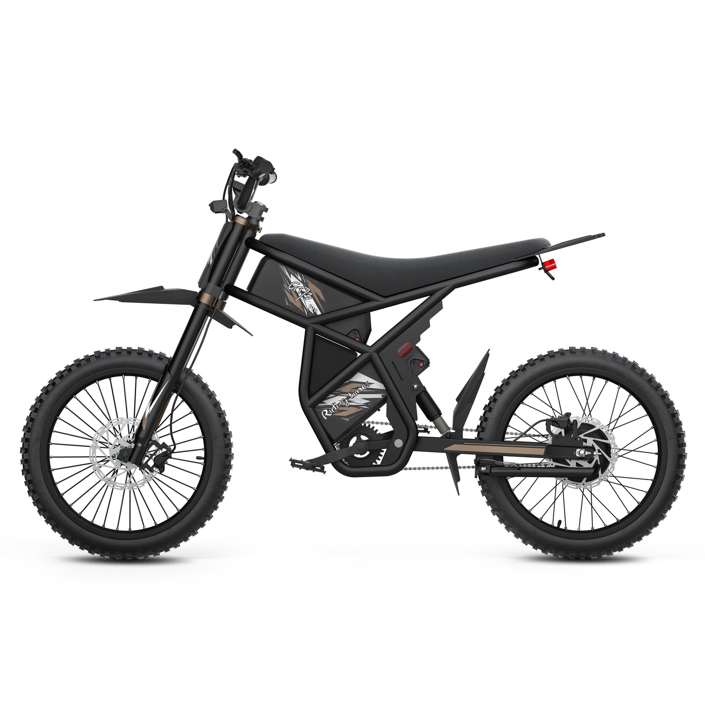Black GT73 Pro electric motorbike with off-road tires and sleek frame design
