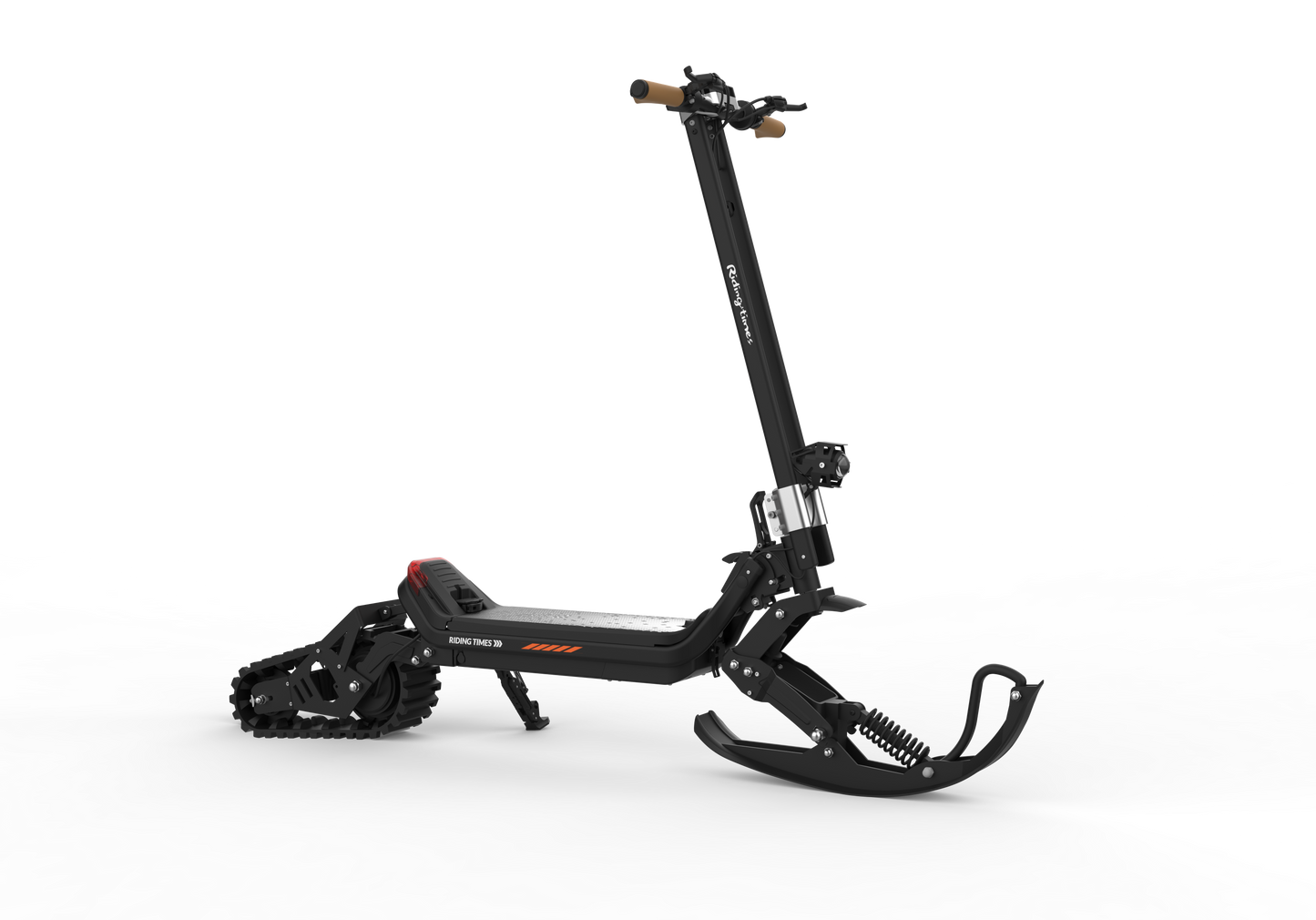 G63 Convertible Electric Scooter on snowy terrain with ski kit attachment.