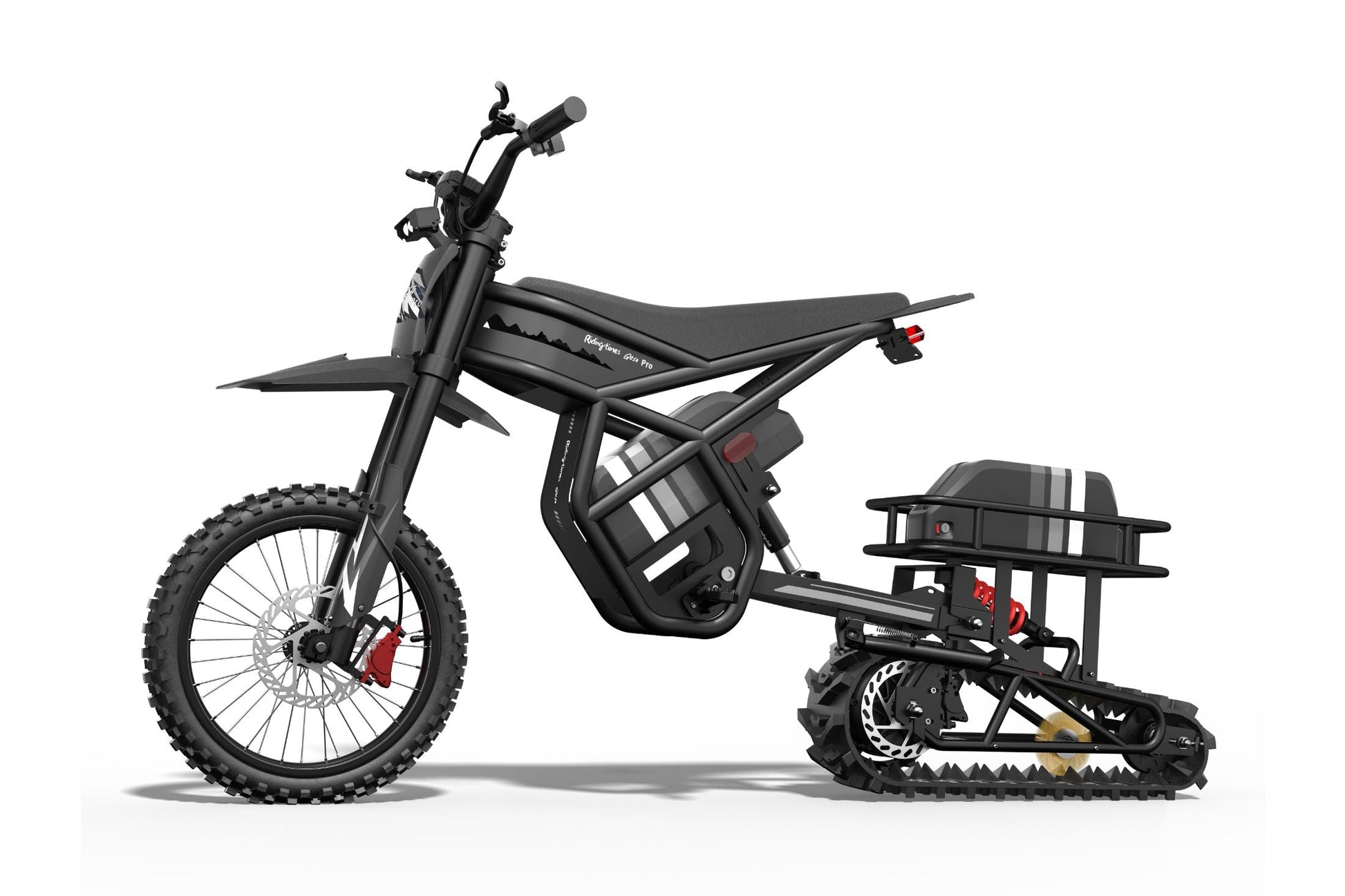 Black snow sled kit RT1-DIY with 3000W motor and tracked rear for snow terrain riding