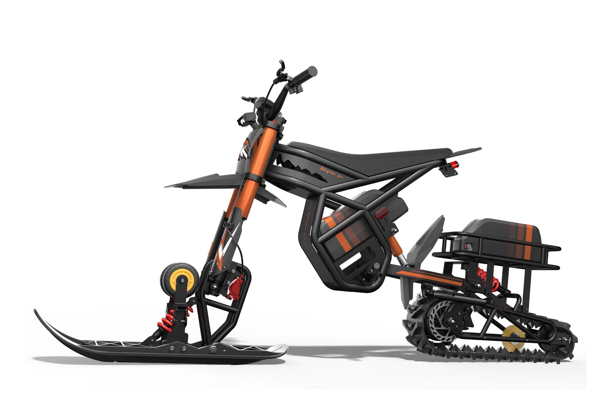 Electric snow sled kit RT1-DIY with 3000W motor, front and rear shock absorbers, carbon steel and PA66 design for ages 16+