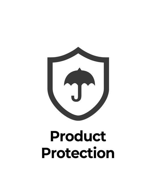 Shield icon with umbrella symbol representing product protection supplementary purchase