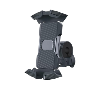 Adjustable black phone holder mounted on a clamp for secure grip